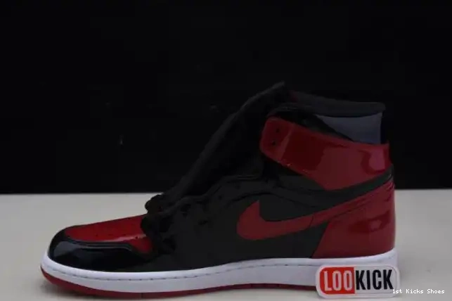 1st Kicks Shoes Patent Air High Jordan OG 1 555088-063 Bred 0618